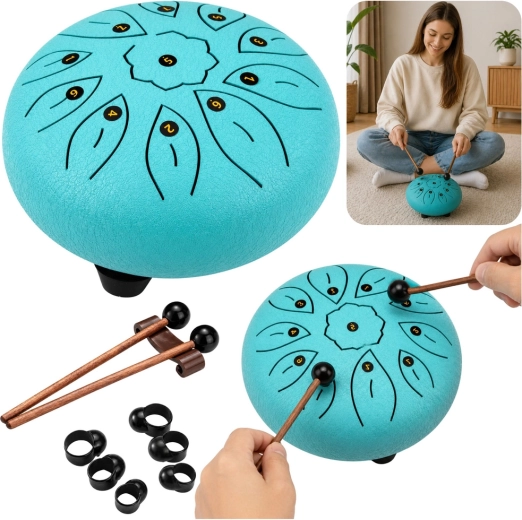 Jekleni jezičasti boben z 11 toni za meditacijo, jogo in muzikoterapijo