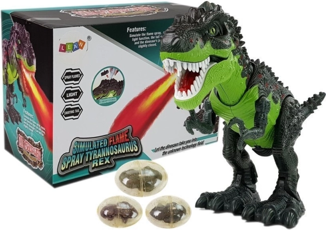 Interaktivni dinozaver T‑Rex na baterije – nese jajca in izpušča paro, zelen