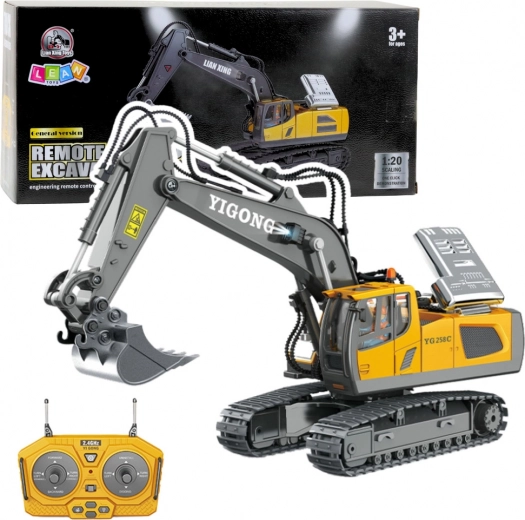 RC tracked excavator 1:20, 11-channel, yellow