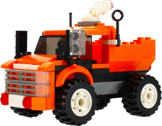 Realistic work vehicle with rolling wheels
