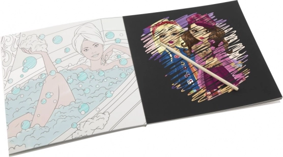 Kombinacija scratch arta in pobarvank