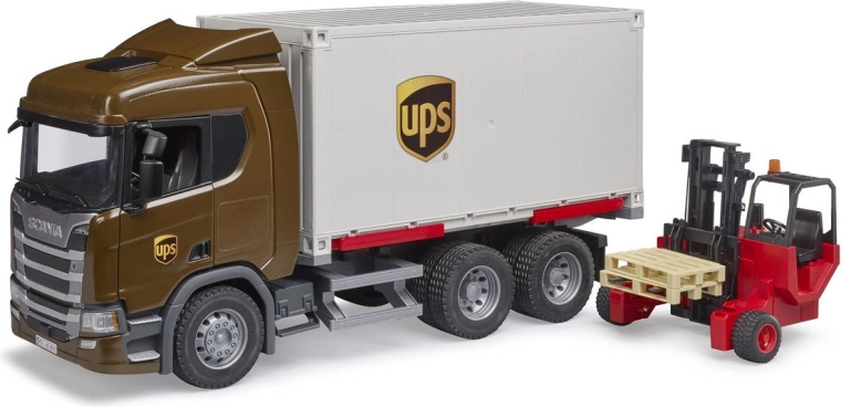 BRUDER Scania Super 560R UPS logistično vozilo z viličarjem
