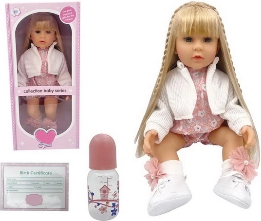 Lutka Madej z dolgimi blond lasmi, 52 cm