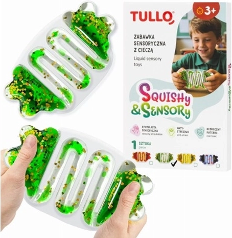 Green sensory squishy anti-stress ball filled with liquid