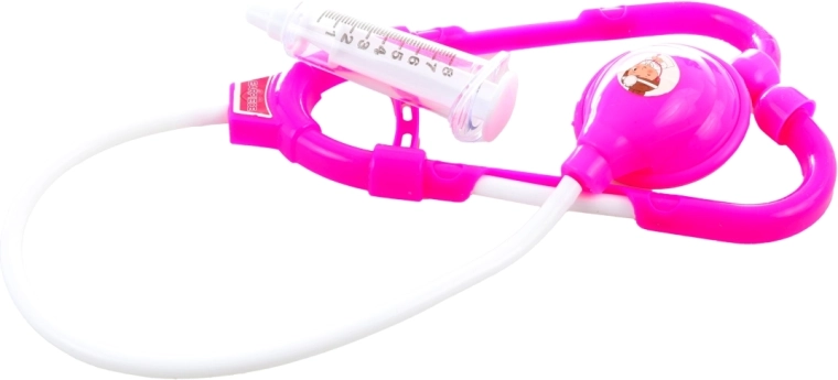 Igra zdravnika s stetoskopom in injekcijo