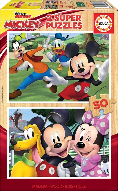 Lesene sestavljanke EDUCA MICKEY IN PRIJATELJI 2×50 kosov