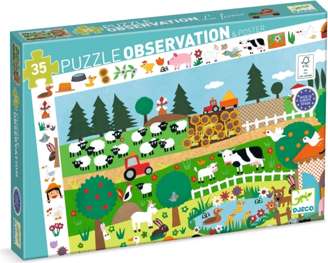 Djeco Observation Puzzle Farm, 35 Pieces
