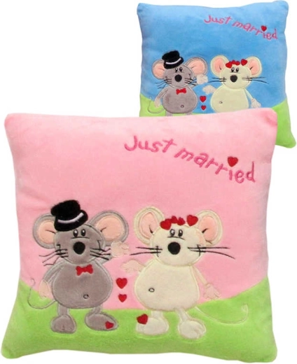 Plišasta blazinica z motivom mišk Love just married 25 x 25 cm - 1 kos