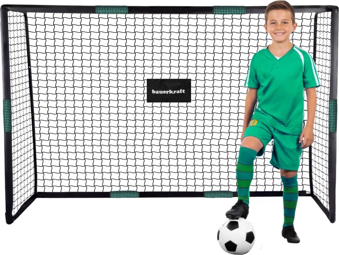 Nogometni gol Bauerkraft z mrežo 180 × 120 × 60 cm črno-zelena