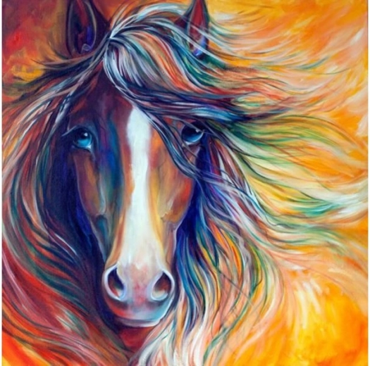 Diamantno vezenje (diamond painting) abstraktni konj 30 × 30 cm