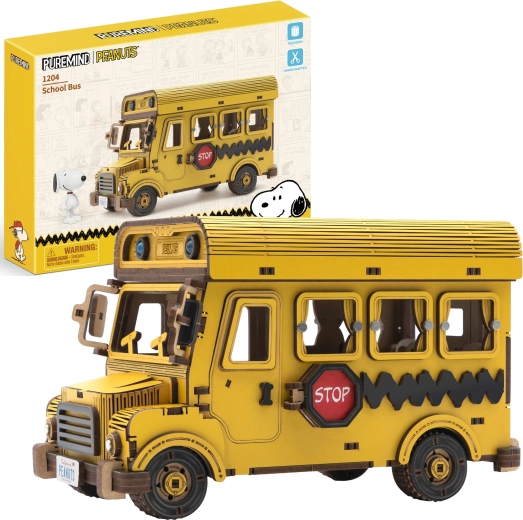 Puremind lesen 3D model šolskega avtobusa PEANUTS Snoopy – sestavljanka
