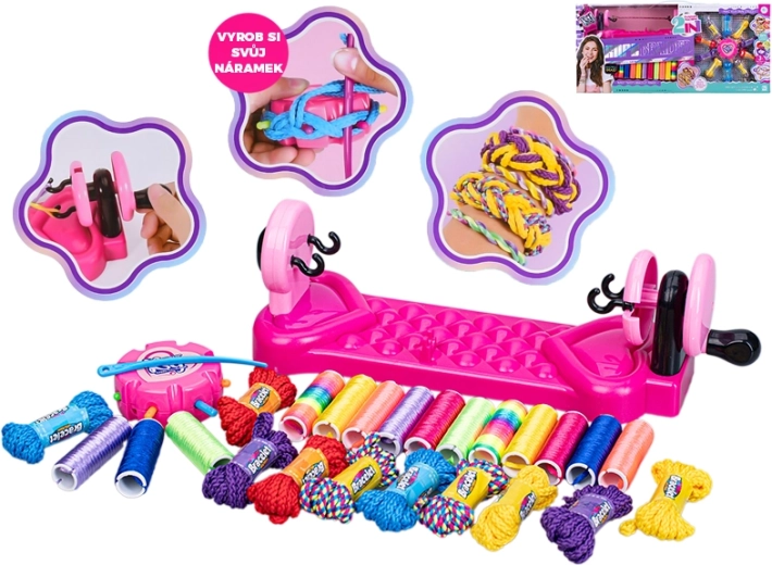 Komplet za pletenje zapestnic s statvijo in barvnimi vrvicami