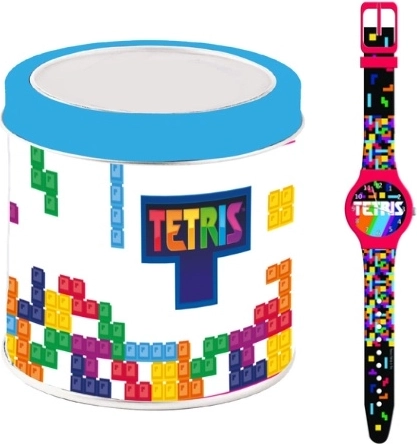 Otroška ura Tetris v pločevinasti škatli