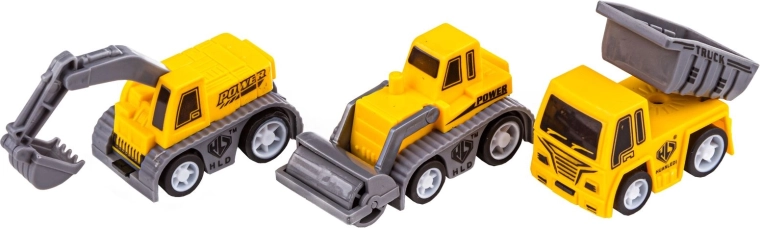 Construction vehicles for action play