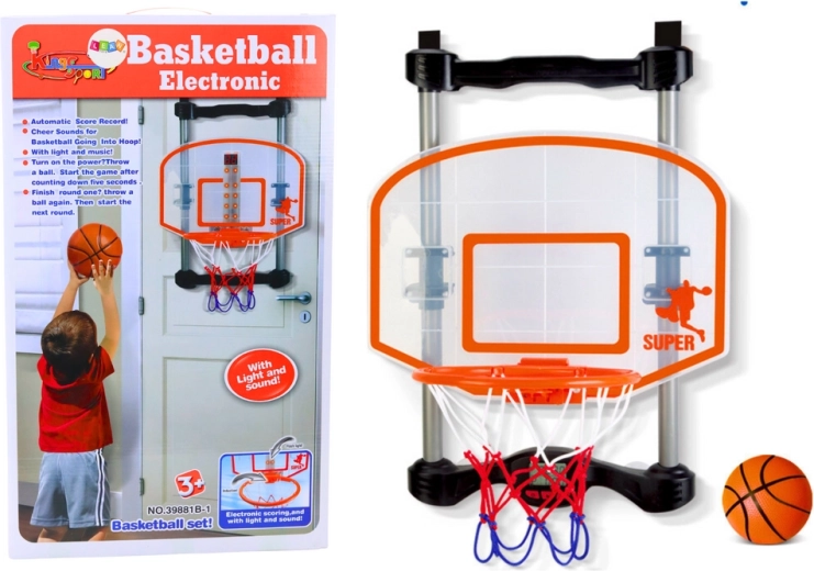 Domači koš za košarko z žogo in tlačilko, nastavljiva višina