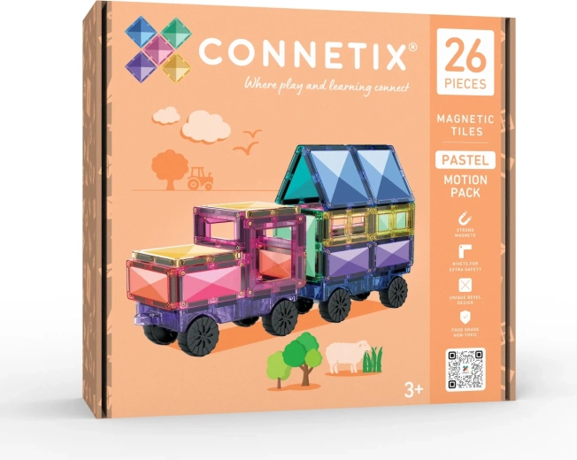 Connetix pastelni komplet s premičnimi deli, 26 delov
