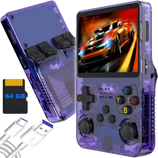RENEW FORCE R36S portable retro console 64 GB ArkOS 2.0, purple