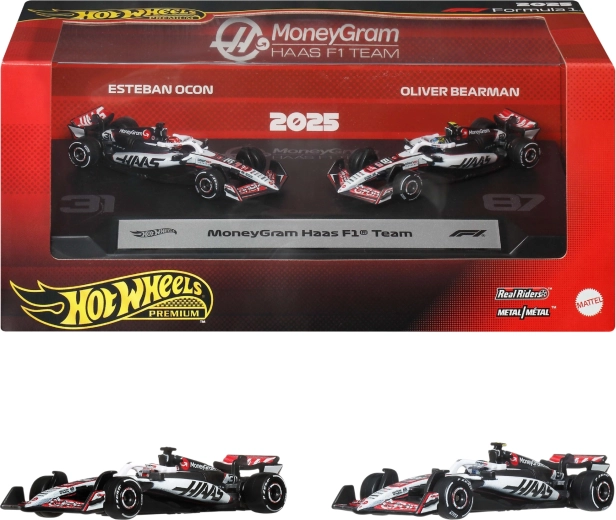 Hot Wheels Premium Formula 1 MoneyGram Haas komplet 2 kovinskih modelov F1 Ocon in Bearman