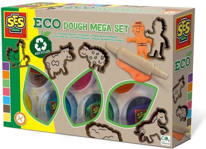 SES Creative eko plastelin – mega set 7 barv z modelčki