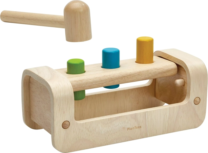 PlanToys lesena zabijalica z barvnimi valjčki