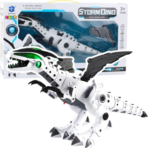 Robotski dinozaver z gibljivimi krili, lučmi in zvoki – bel