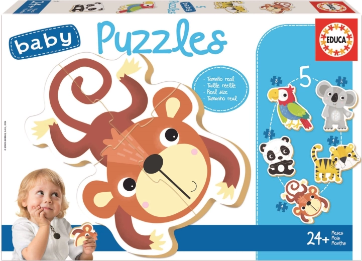 Educa baby puzzle Divje živali 5v1 (3–5 koščkov)