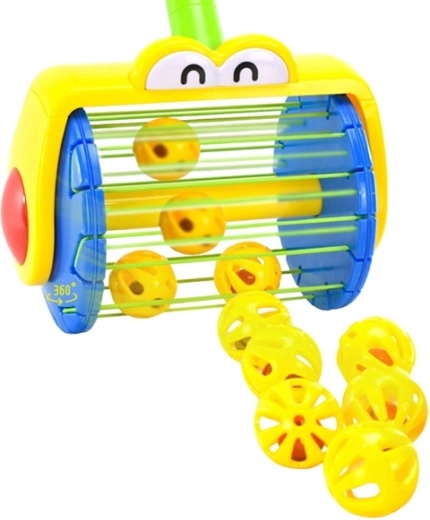 The balls are automatically picked up and dropped while pushing