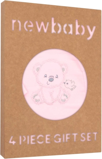 Darilni komplet za dojenčke »New Baby Sweet Bear«, roza, 4 kosi – Ružová 53584