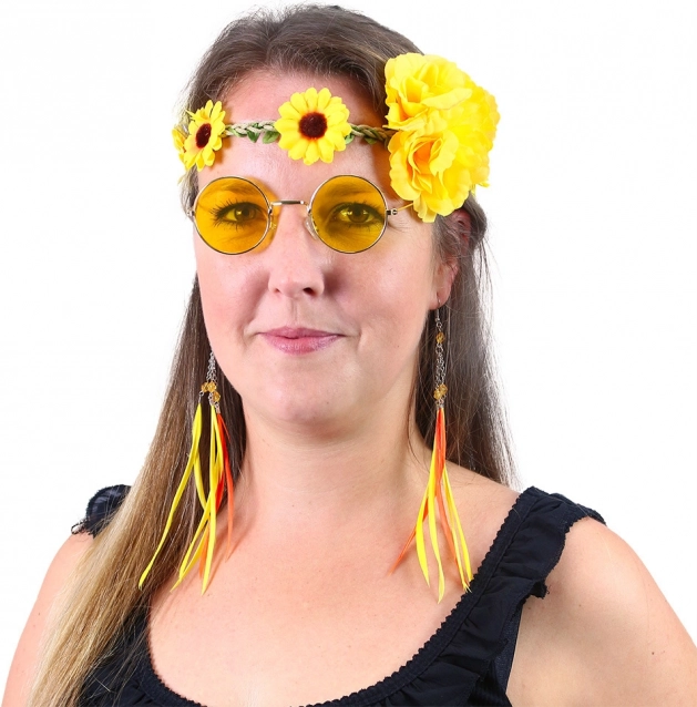 Hippie Set Yellow - Headband, Earrings and Glasses