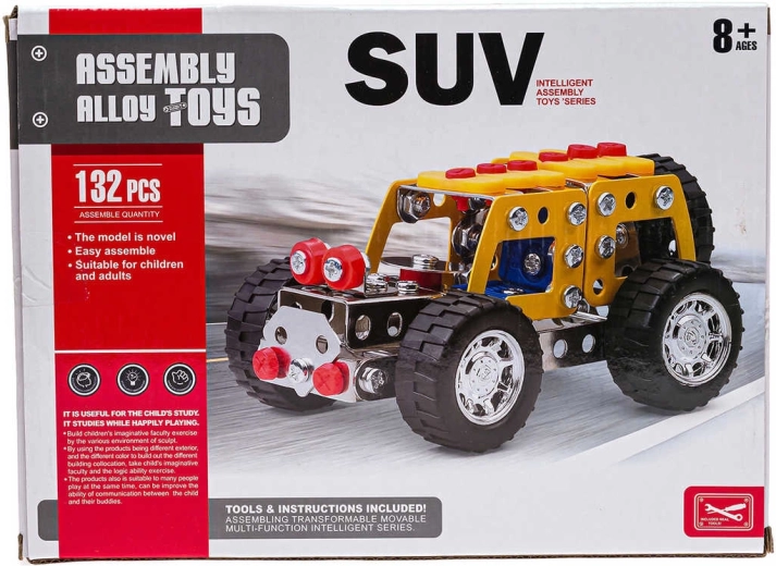 Kovinski konstrukcijski komplet – SUV avto, 132 delov z orodjem