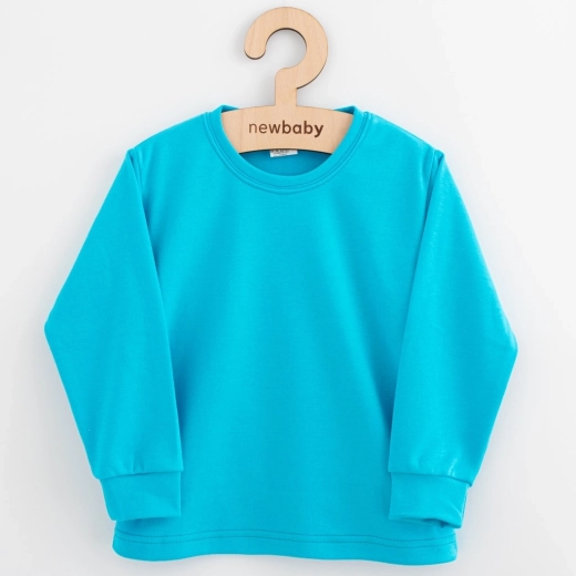 Otroška bombažna majica z dolgimi rokavi New Baby Kindergarten turkizna 116