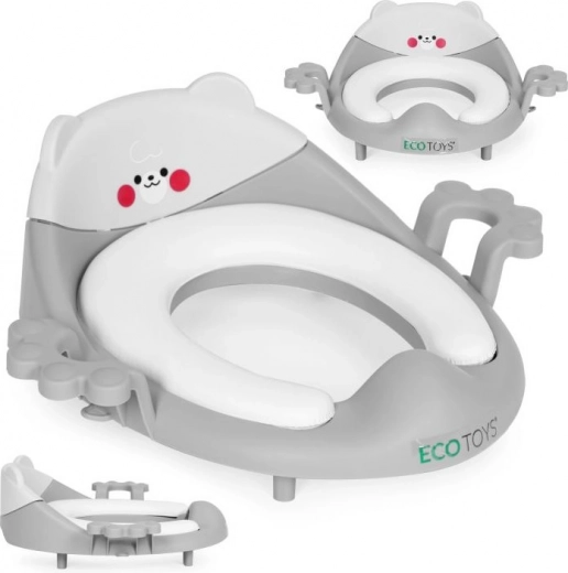 Otroški WC-sedež z ročaji in mehkim oblazinjenjem, siv, ECOTOYS
