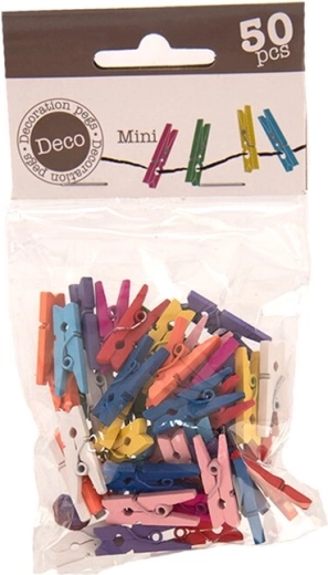 Barvne lesene mini ščipalke 2,5 cm (50 kosov)