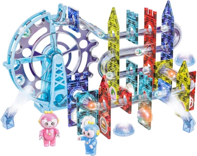 Free building of a marble run according to imagination
