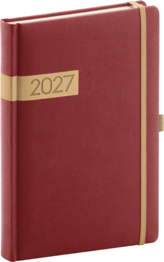 Notique dnevni rokovnik Twill 2027 bordo-zlat 15 × 21 cm