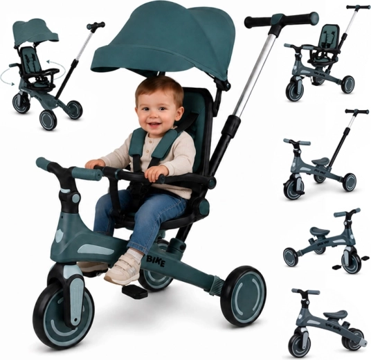Otroški tricikel Tiny Bike 5 v 1, ki raste z otrokom – Zelena