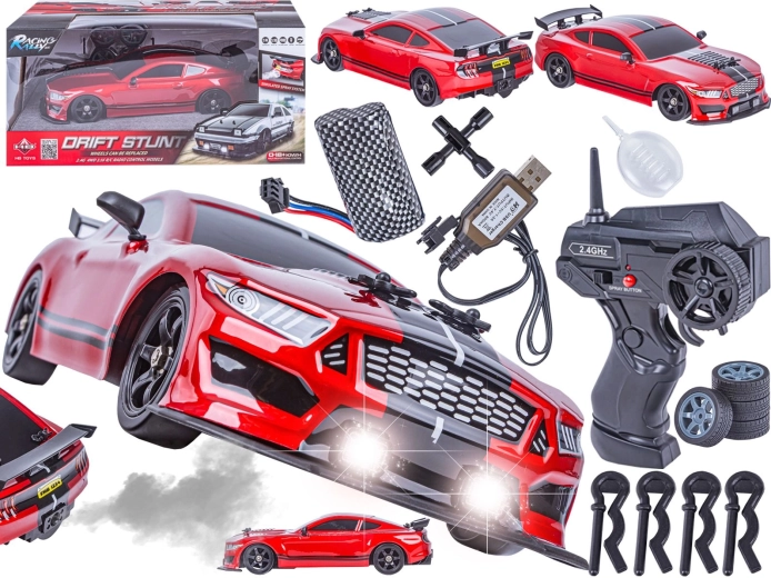 Daljinsko vodeni drift avto Mustang 1:16 2,4 GHz 4WD s parnim učinkom in LED lučmi - 1 kos