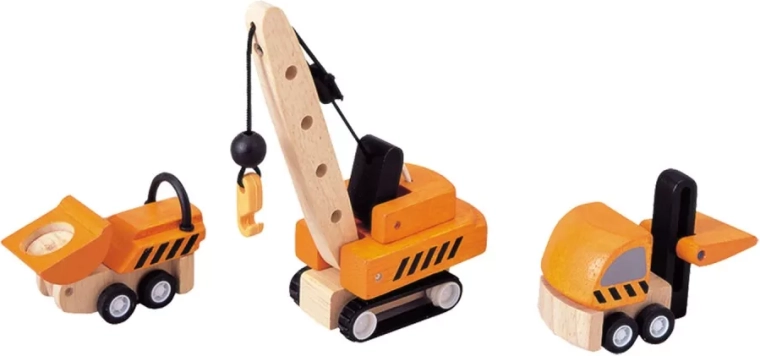 PlanToys wooden vehicle set – construction machines
