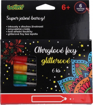 Akrilne Flomastri Glitter Set 6 Kosov