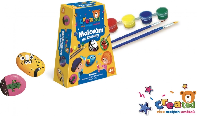 Komplet za slikanje na kamenčke z barvami in čopiči v škatli 19 × 14 × 5 cm