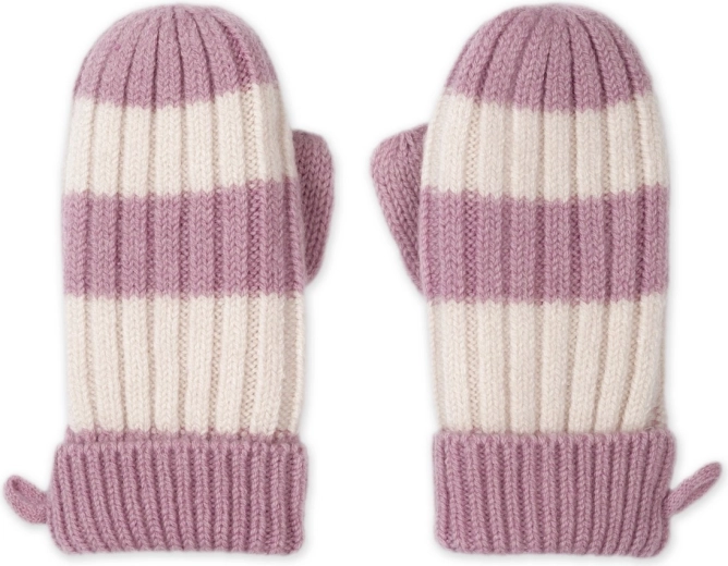 Lodger merino gloves stripe mauve size 1–2 years