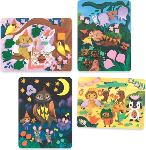 Štiri ilustrirane podlage polne barv