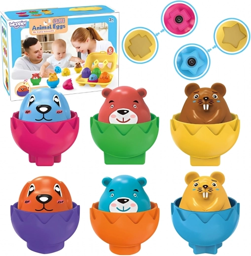 Sorter Montessori Vesela Živalica Jajčka 6 ks Woopie