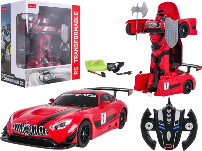 Daljinsko upravljan avto in robot 2 v 1 Mercedes-AMG GT3 RASTAR, rdeč