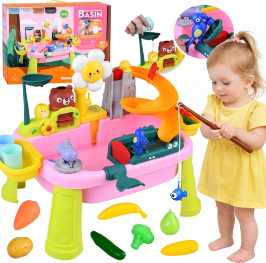 Velika vodna mizica za otroke s toboganom in 40 dodatki