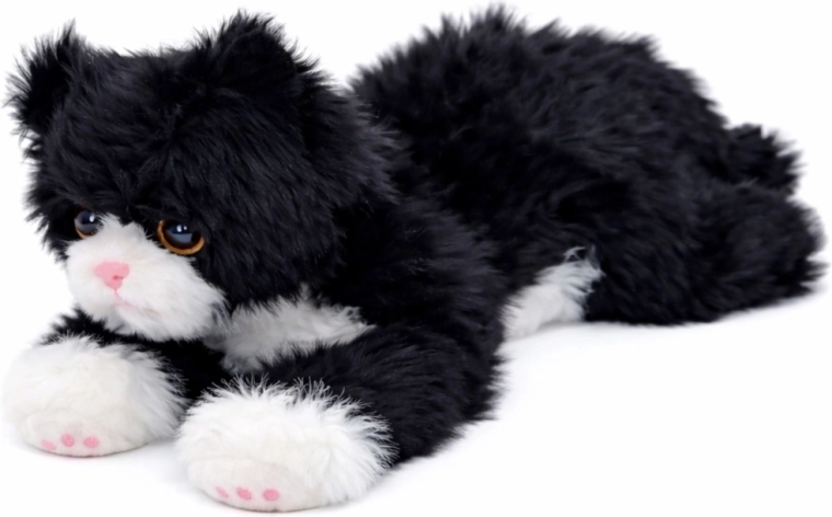 Plišasta mačka ležeča črno-bela 38 cm