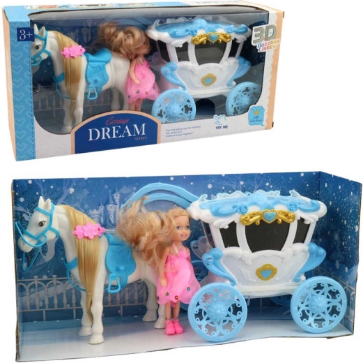 MaDe carriage with horse and doll with light and sound