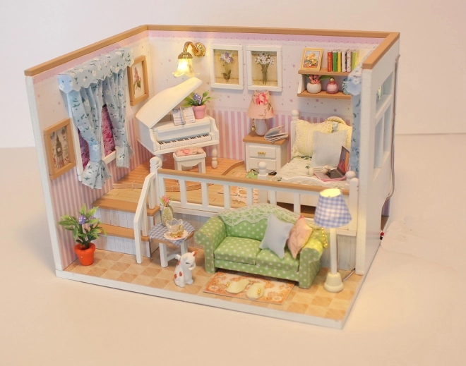 Miniaturna hišica Dom tvojih sanj – kreativni DIY komplet z LED osvetlitvijo