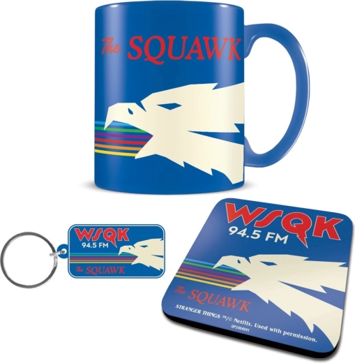 Stranger Things darilni set – skodelica, podstavek in obesek za ključe