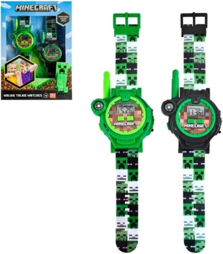 Minecraft otroške ure z walkie-talkie postajo (set 2 kos) z LED svetilko in kompasom